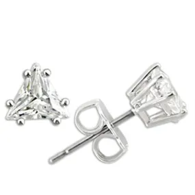 0W156 Rhodium 925 Sterling Silver Earrings with AAA Grade CZ in Clear