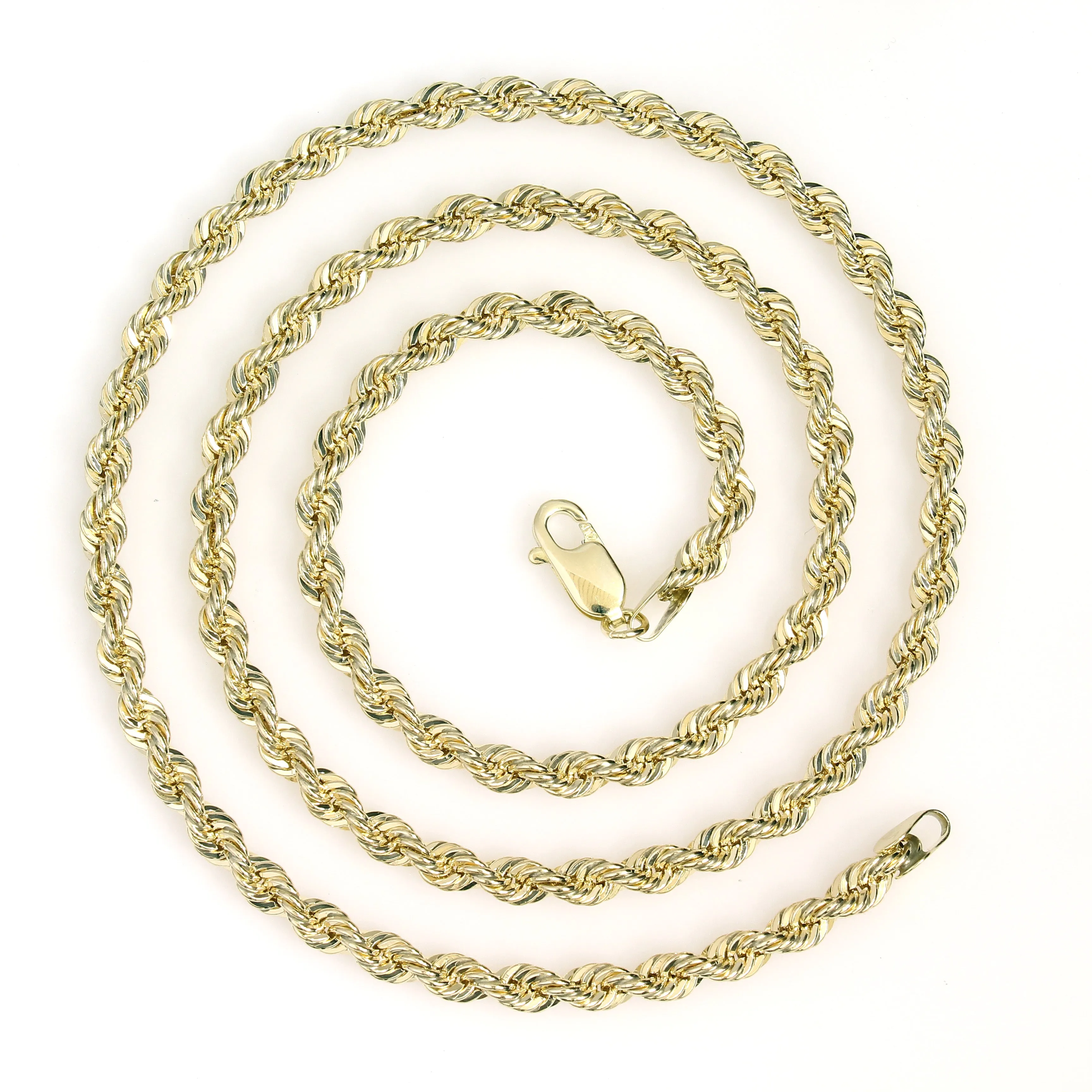 10K 10mm Yellow Gold Light Weight Diamond Cut Rope Chains