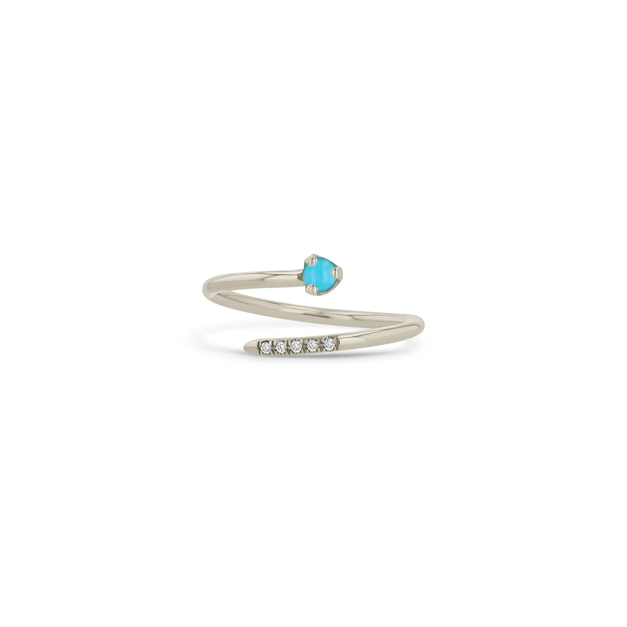 14k Prong Turquoise & Pavé Diamond Bypass Ring