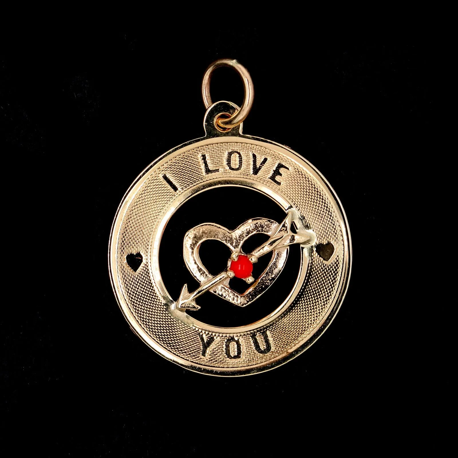 14K Yellow Gold Estate I Love You Charm