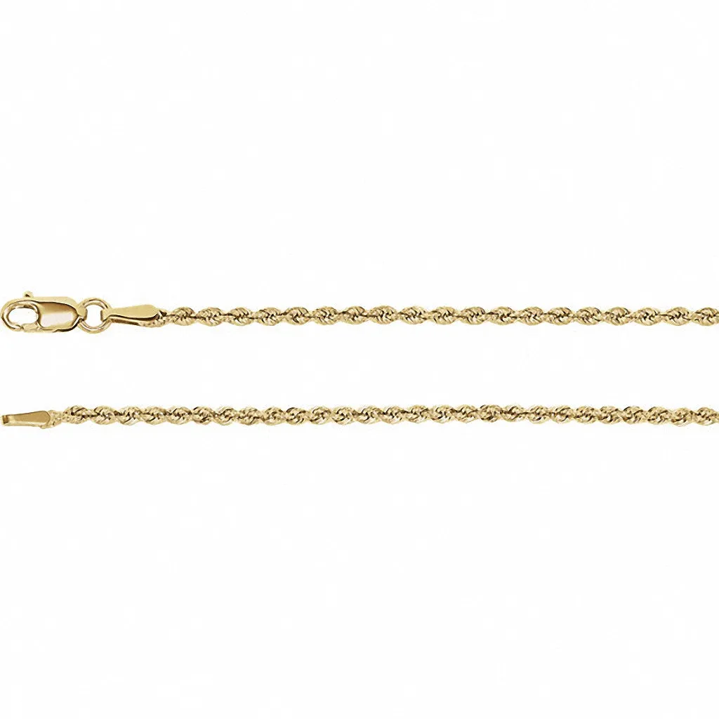 14K Yellow Gold Rope Chain, 16 Inches Long 1.85 mm  - CH956G-16