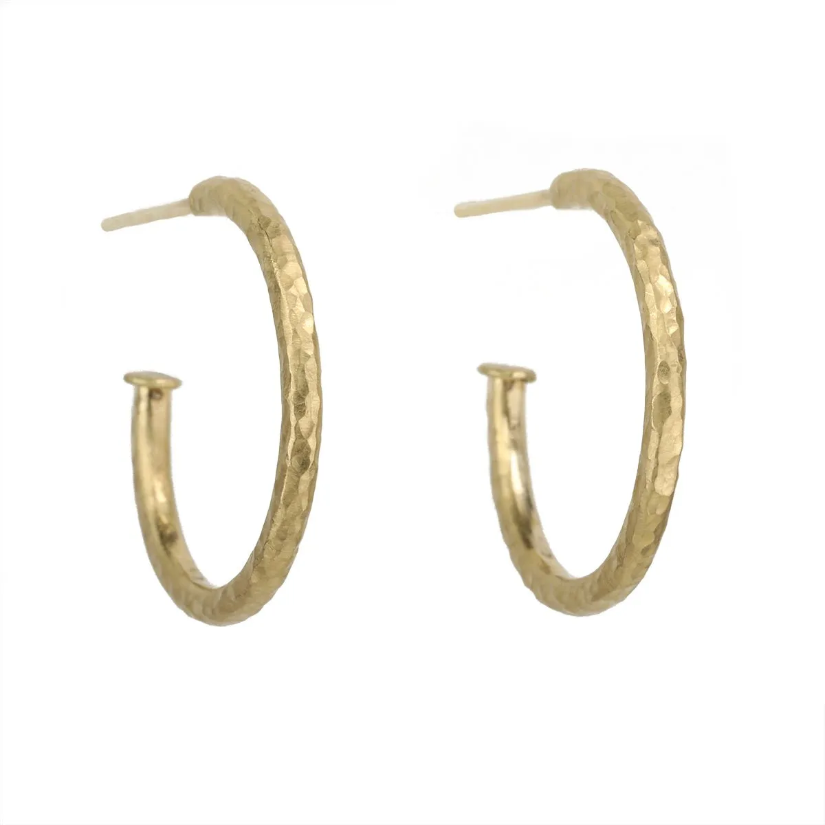 18 Karat Gold Large Hammered Hoop Earrings