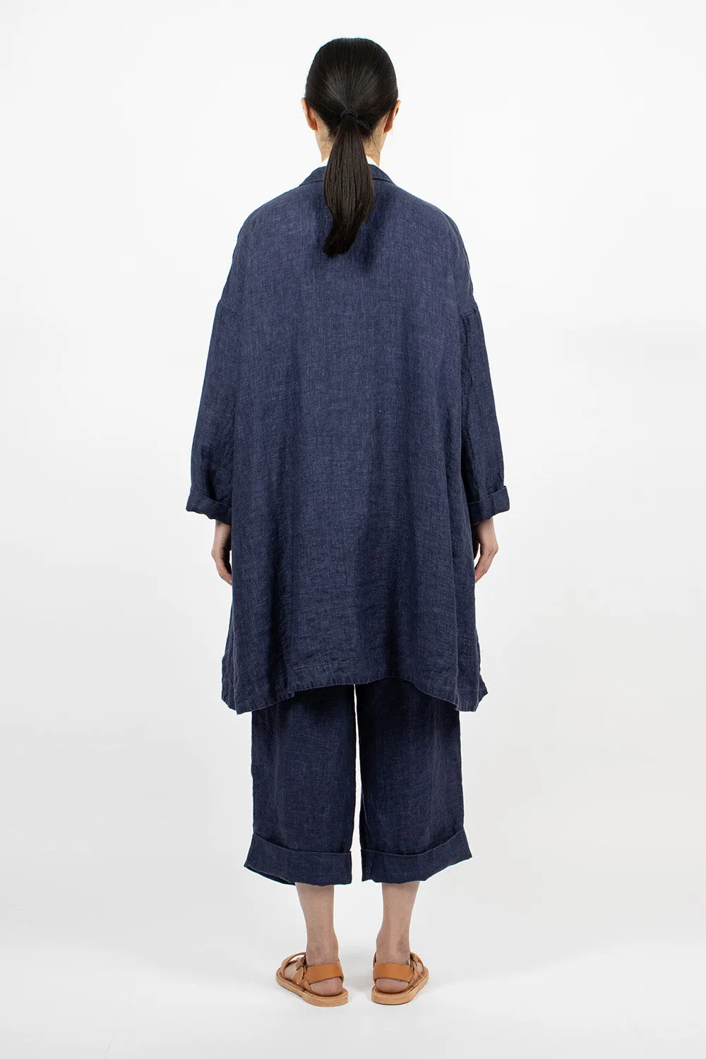 45_33 Linen Easy Coat Navy