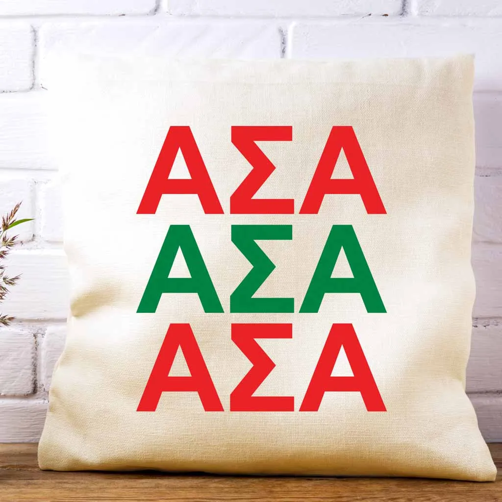 Alpha Sigma Alpha Throw Pillow Cover with Greek Letters