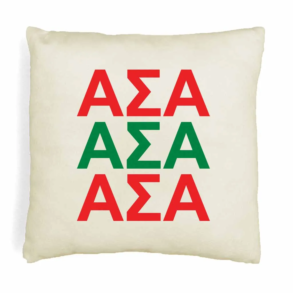 Alpha Sigma Alpha Throw Pillow Cover with Greek Letters