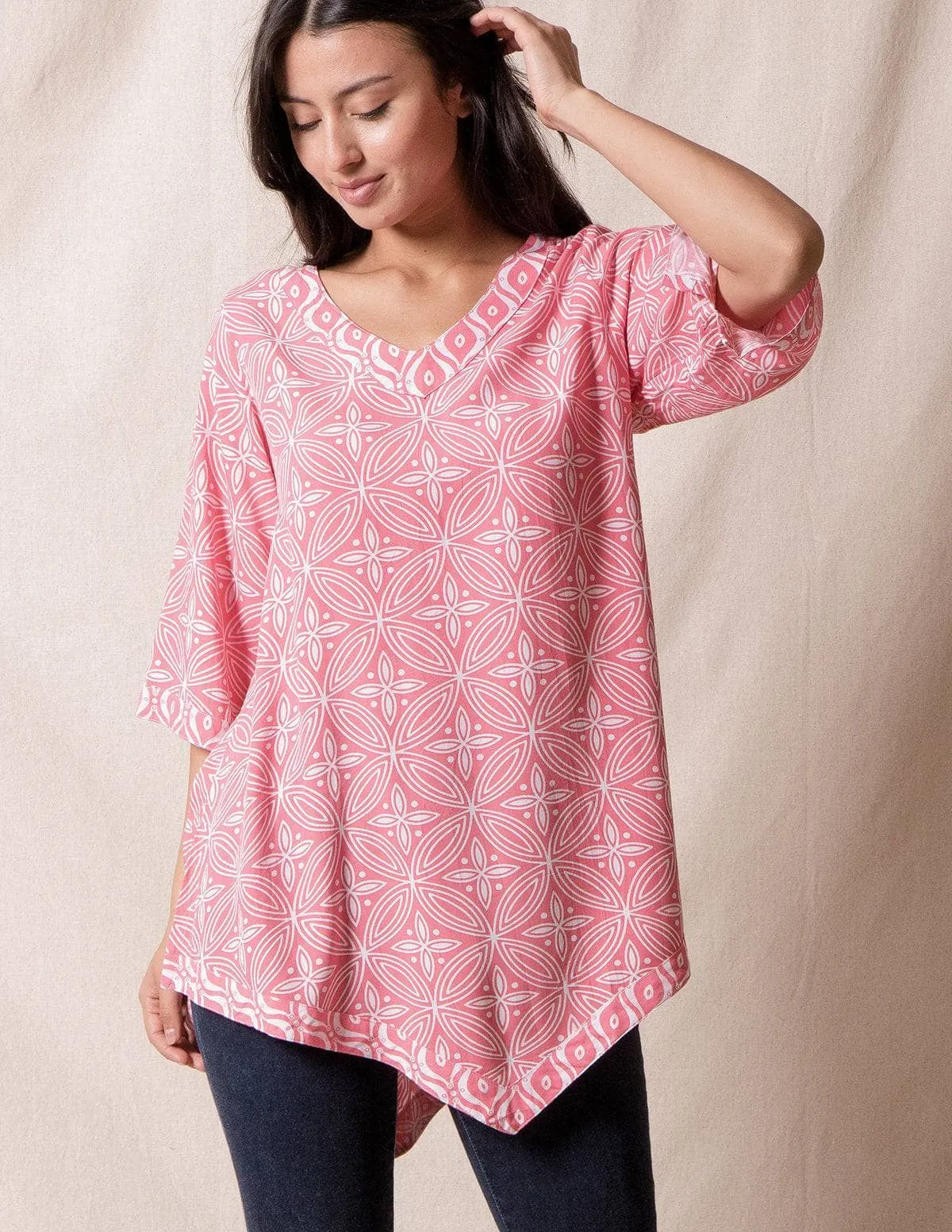 Amari Batik Tunic - Tea Rose - 2XL Only