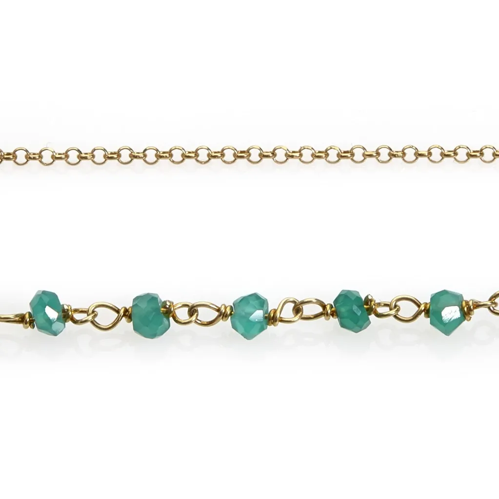 Argentum Draped Necklace - Green Onyx - Gold Plated Silver