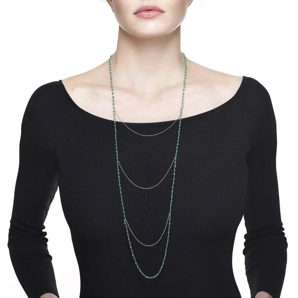 Argentum Draped Necklace - Green Onyx - Gold Plated Silver