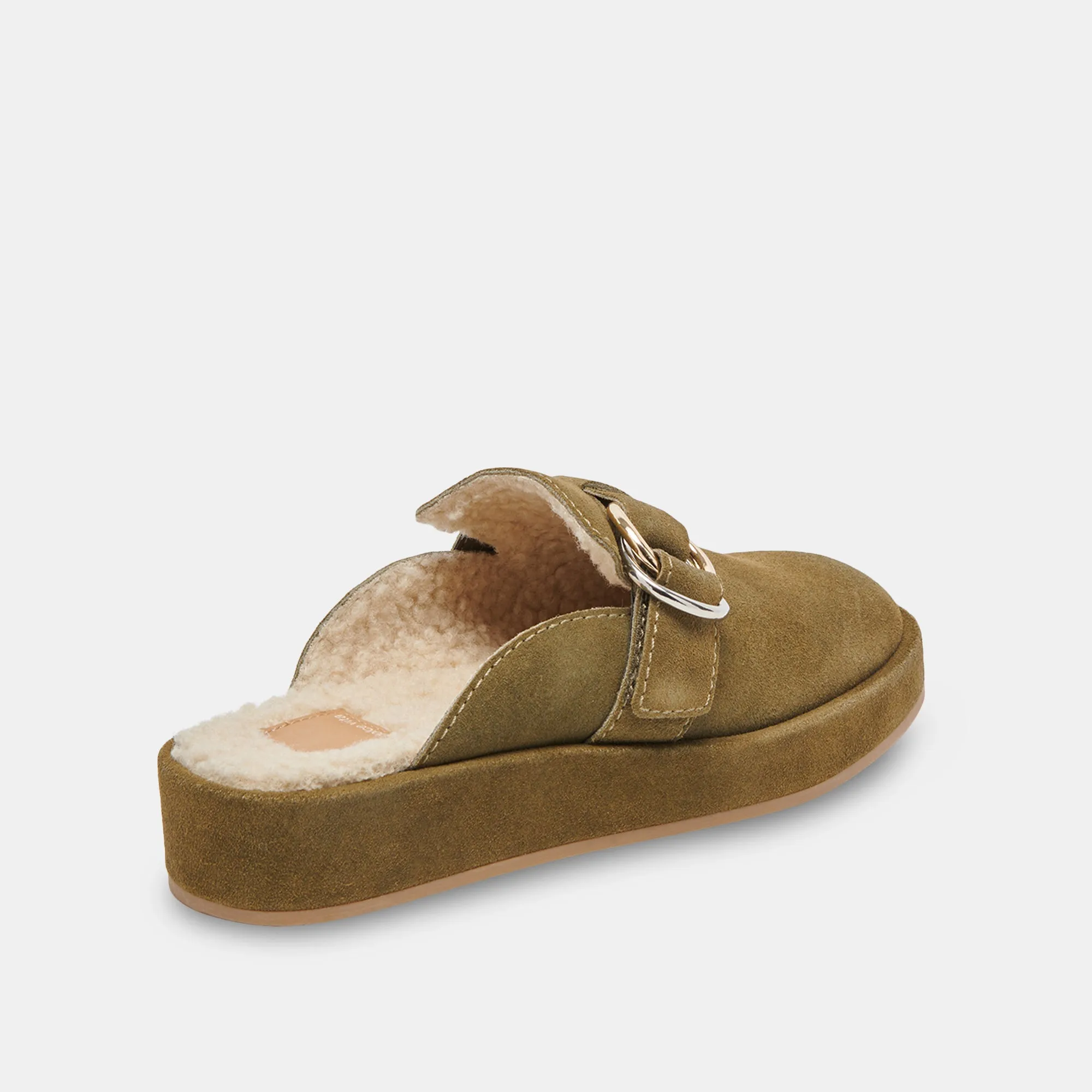 ASTOR PLUSH FLATS OLIVE SUEDE