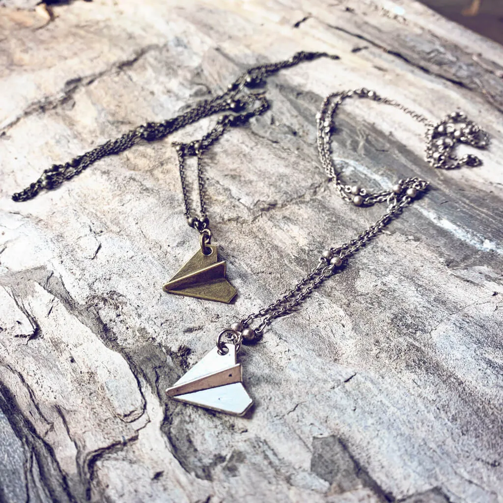 aviator // paper airplane pendant necklace