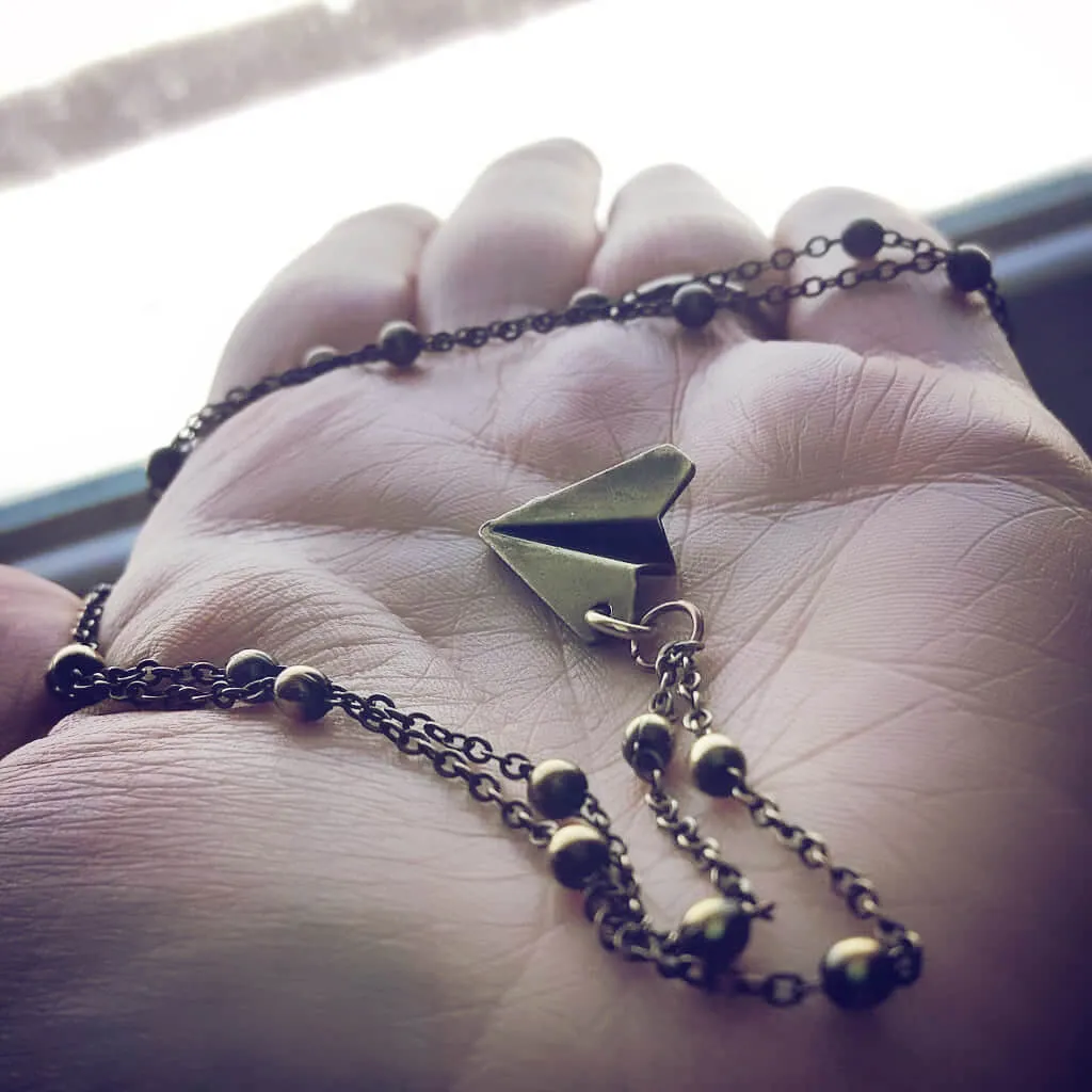 aviator // paper airplane pendant necklace