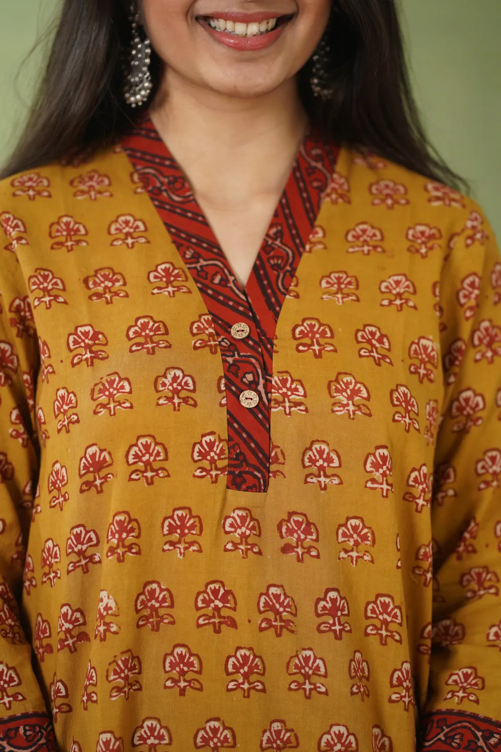 Balotra Mustard Cotton Kurta