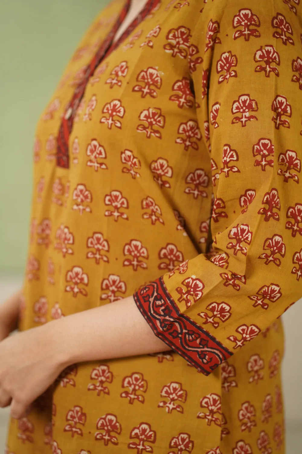 Balotra Mustard Cotton Kurta