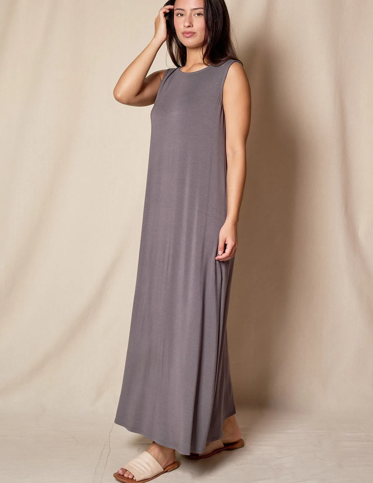 Bamboo A-Line Tank Dress - Grey