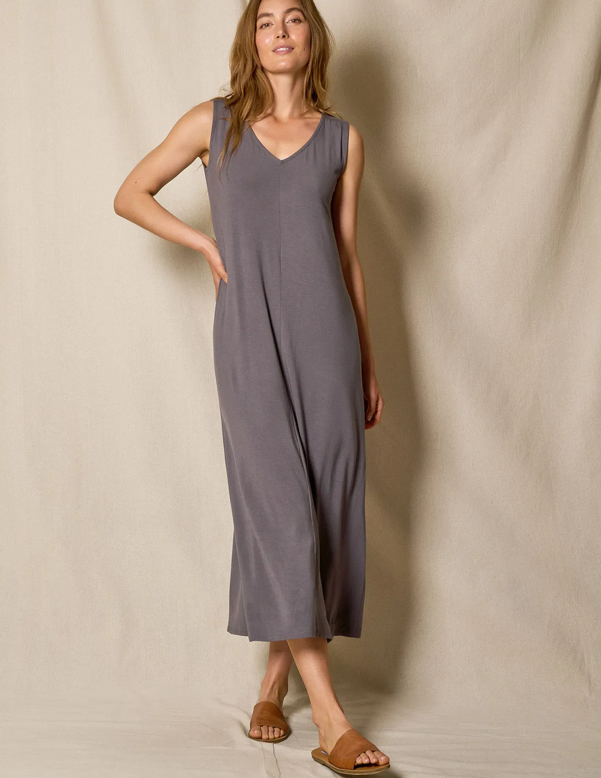 Bamboo A-Line Tank Dress - Grey