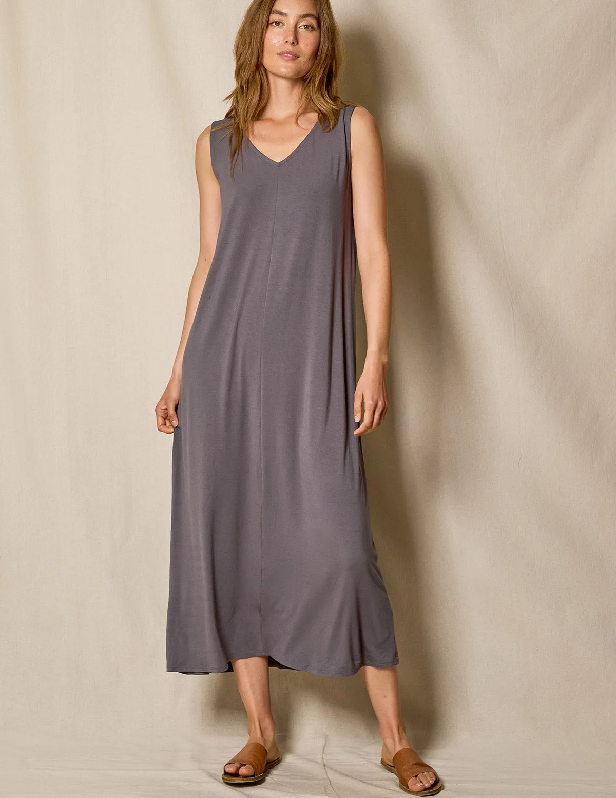 Bamboo A-Line Tank Dress - Grey