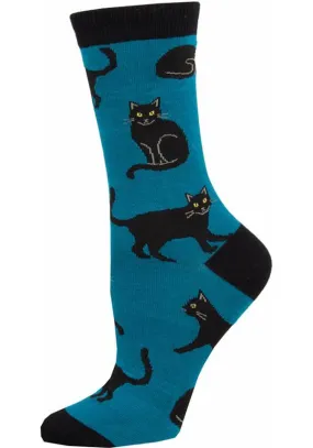 Bamboo Black Cat [Blue] | SOCKS