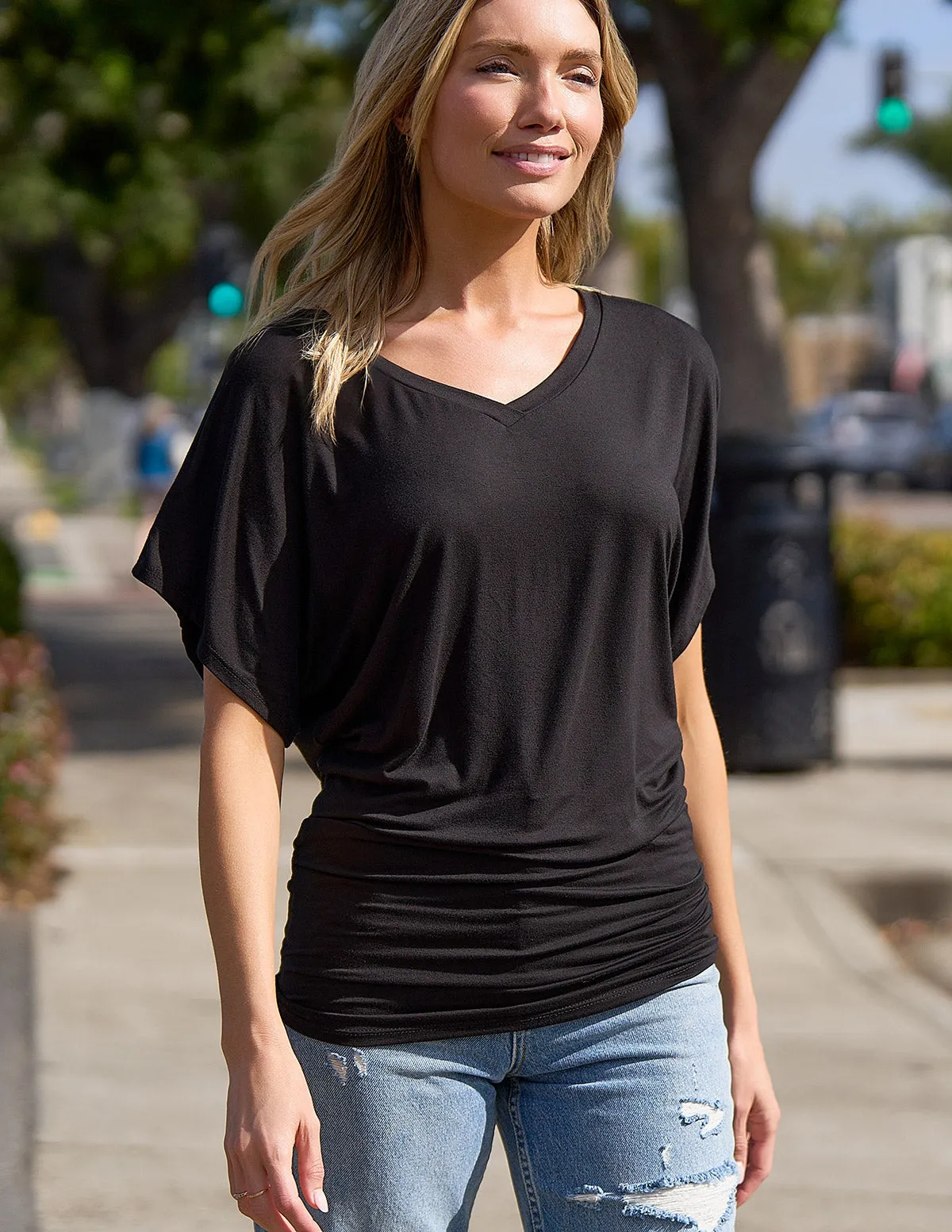 Bamboo Dolman Tunic - Black