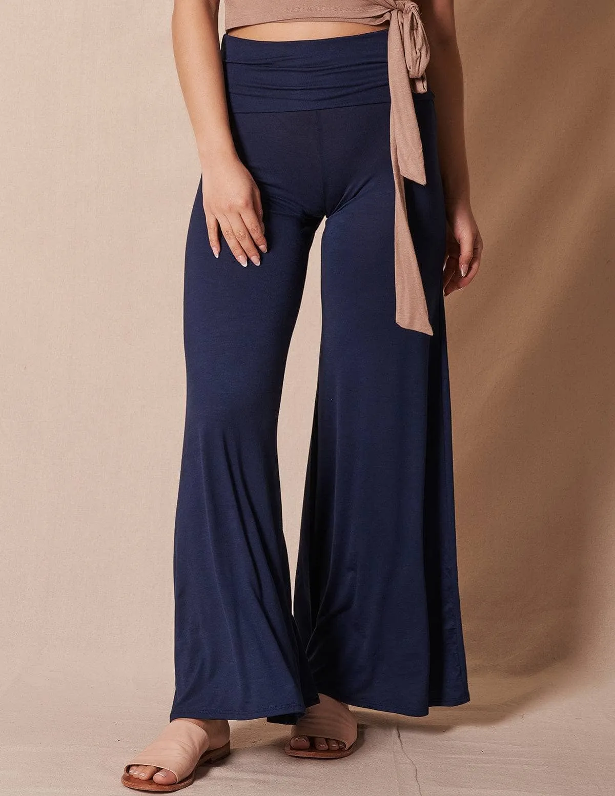 Bamboo Flare Pants - Navy