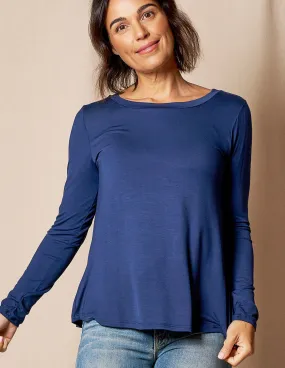 Bamboo Relaxed Long Sleeve Tee - Navy