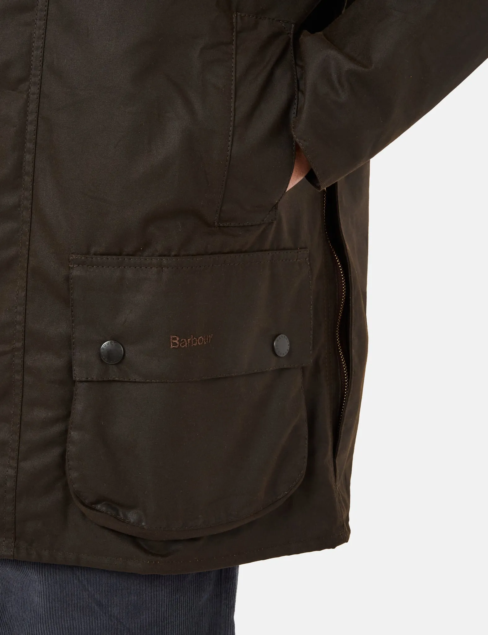 Barbour Beaufort Wax Jacket - Olive Green