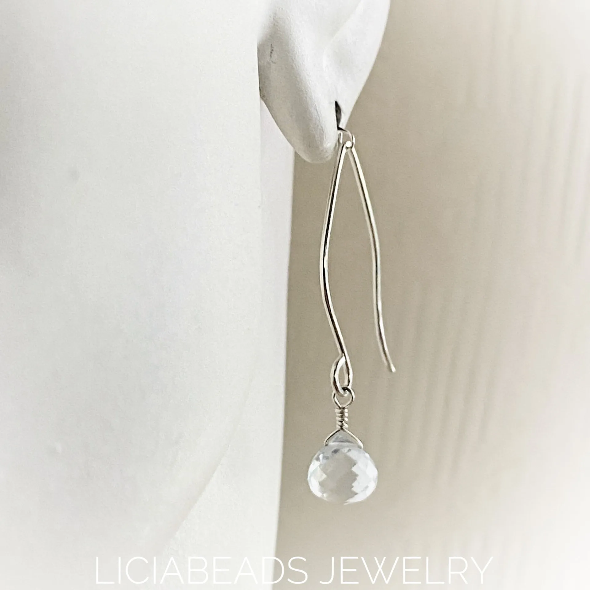 Barely blue, quartz and sterling silver earrings