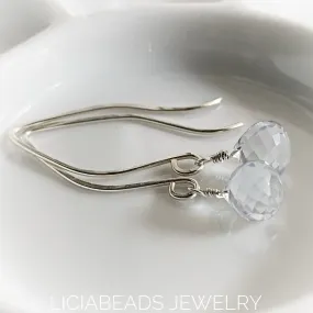 Barely blue, quartz and sterling silver earrings