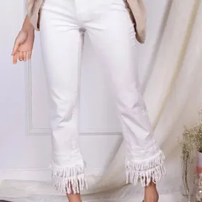 Before You - White Frayed Bottom Jeans