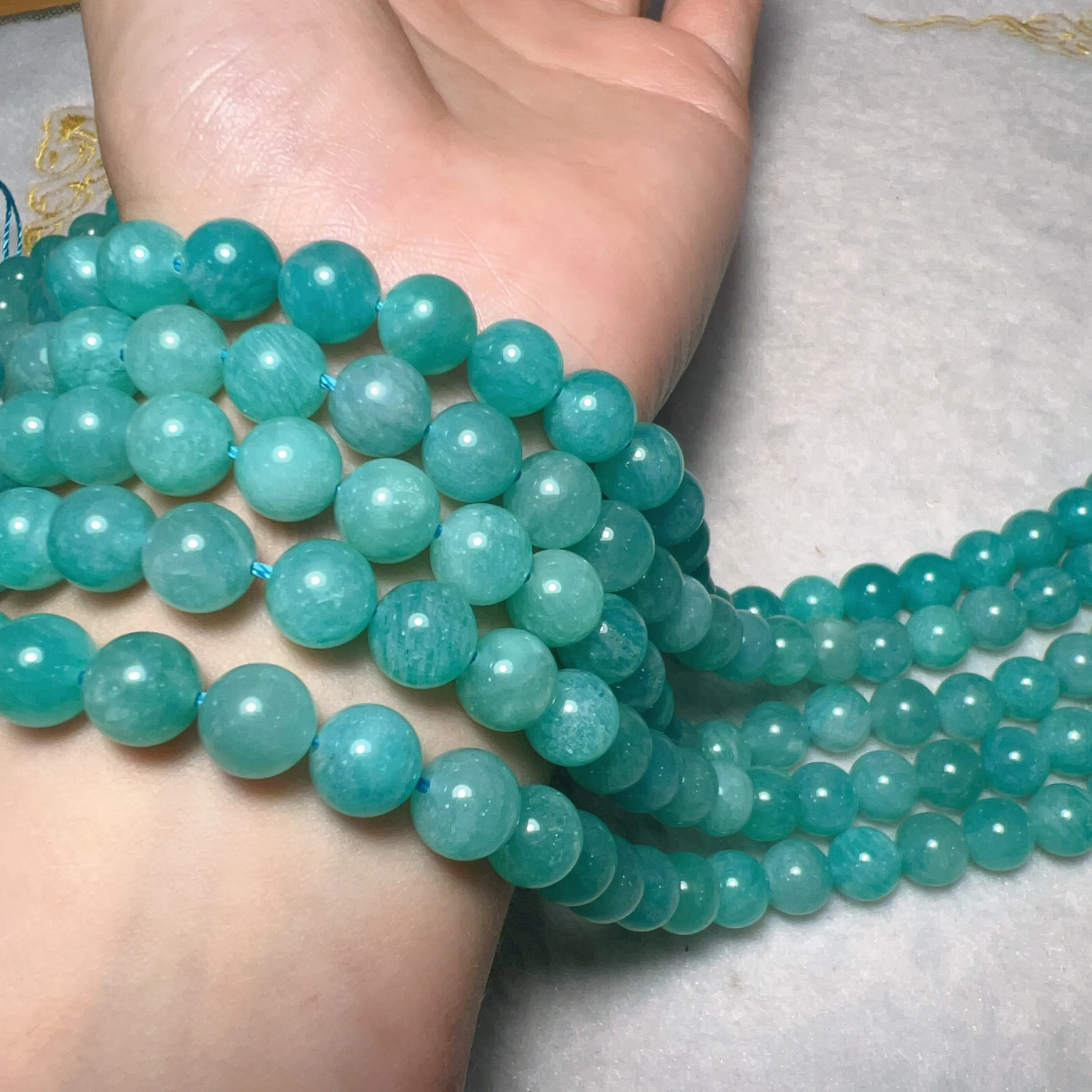 Best Quality in Strands 8mm Natural Old Mine Amazonite Round Bead Strands for DIY Jewelry Project DS