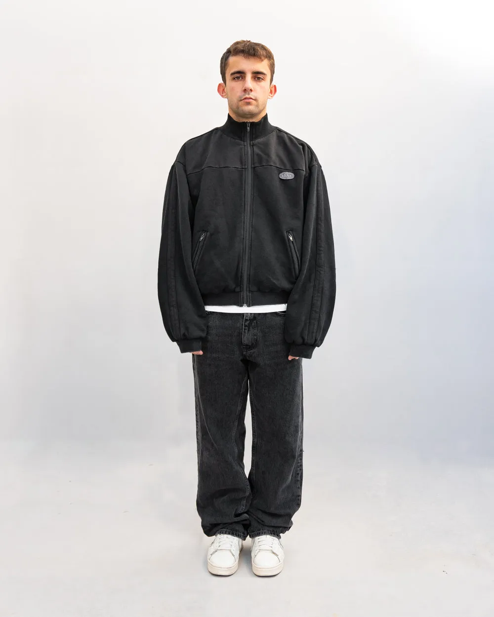 BLACK COTTON TRACK JACKET