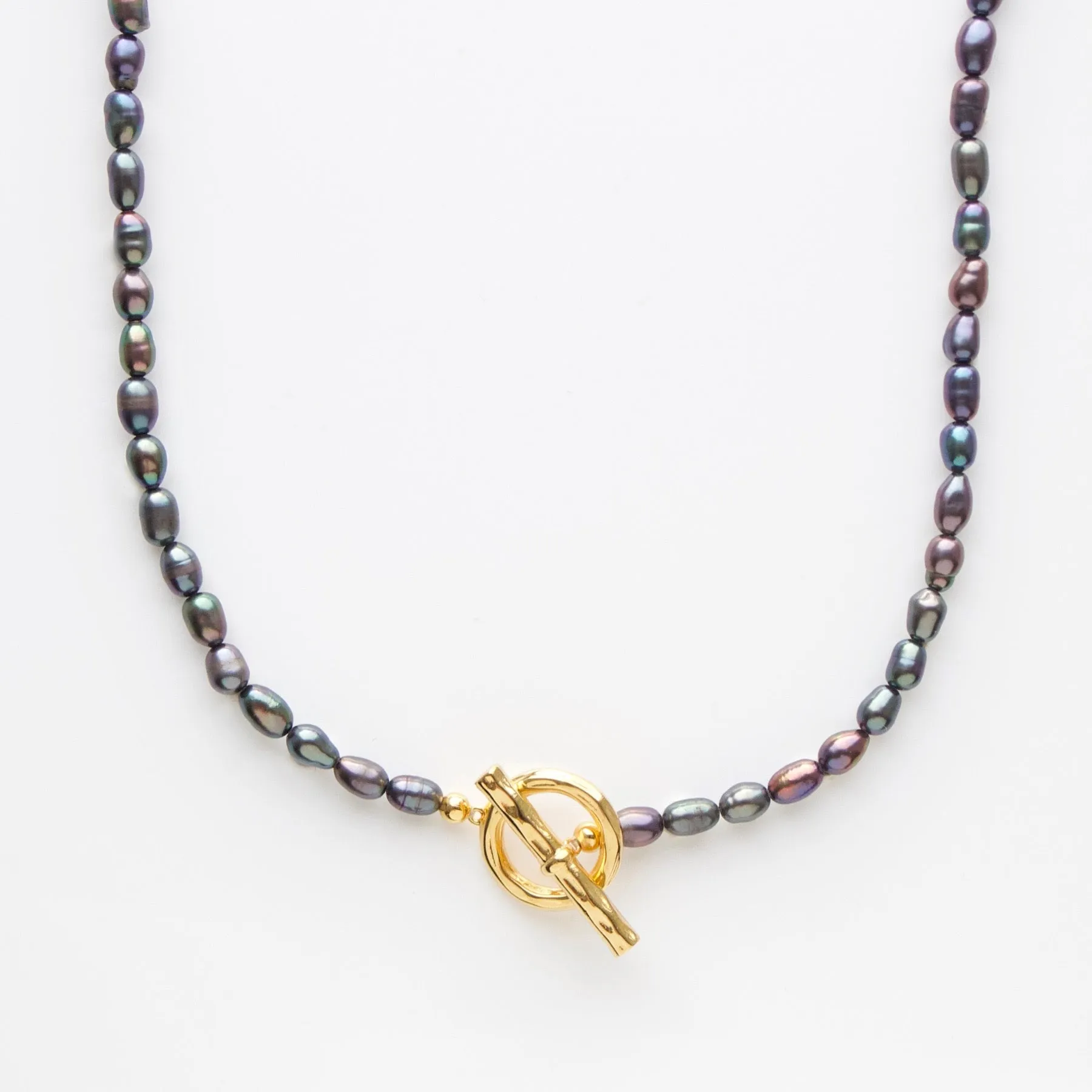 Black Pearl T-bar Necklace