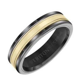 BLACK TUNGSTEN AND 14K YELLOW GOLD 6MM WEDDING BAND