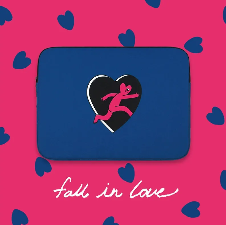 Blue Black Heart Graphic Laptop Sleeves iPad 11 13 15 17 inch Cases Protective Covers Handbags Square Pouches Designer Artist Prints Cute Lightweight Collage Office Zipper Fashion School Unique Gifts