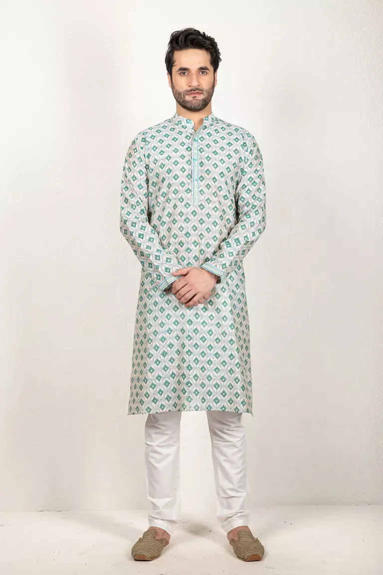 Blue Chanderi Kurta