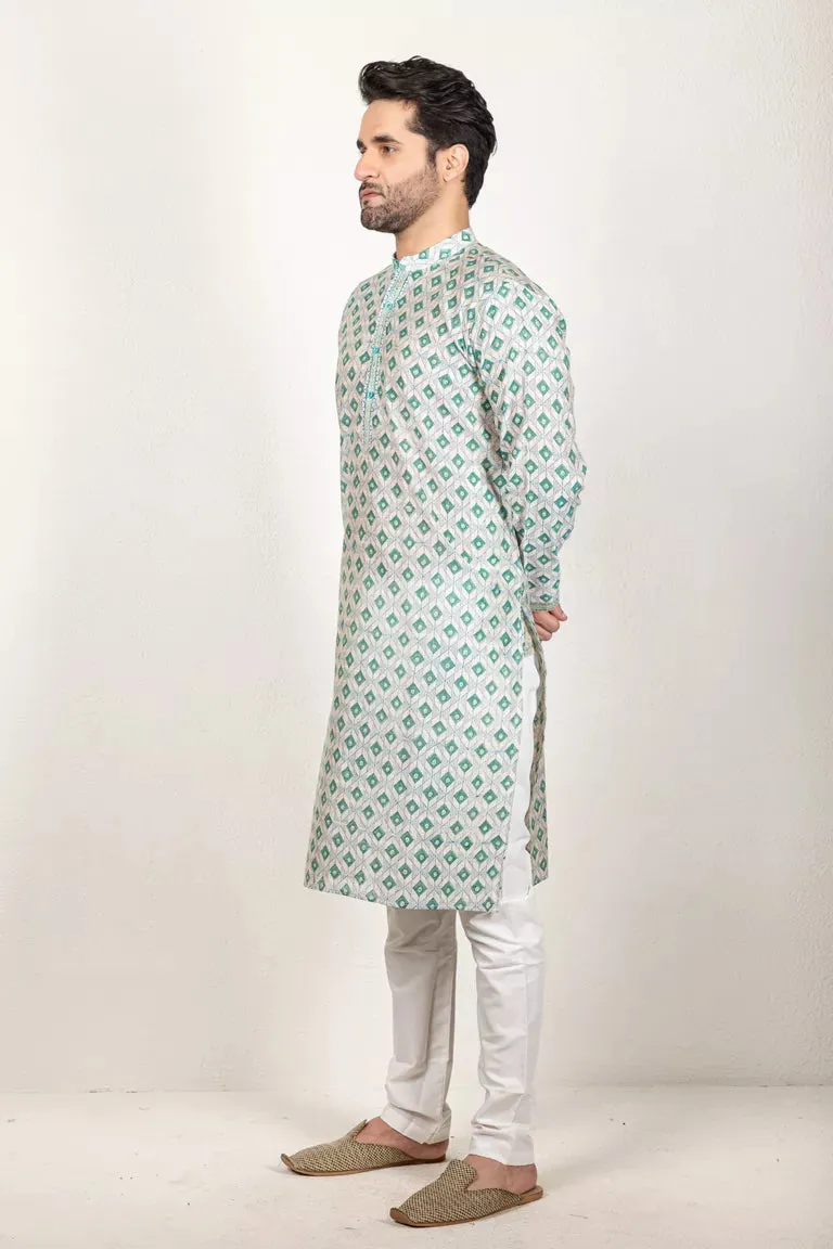 Blue Chanderi Kurta