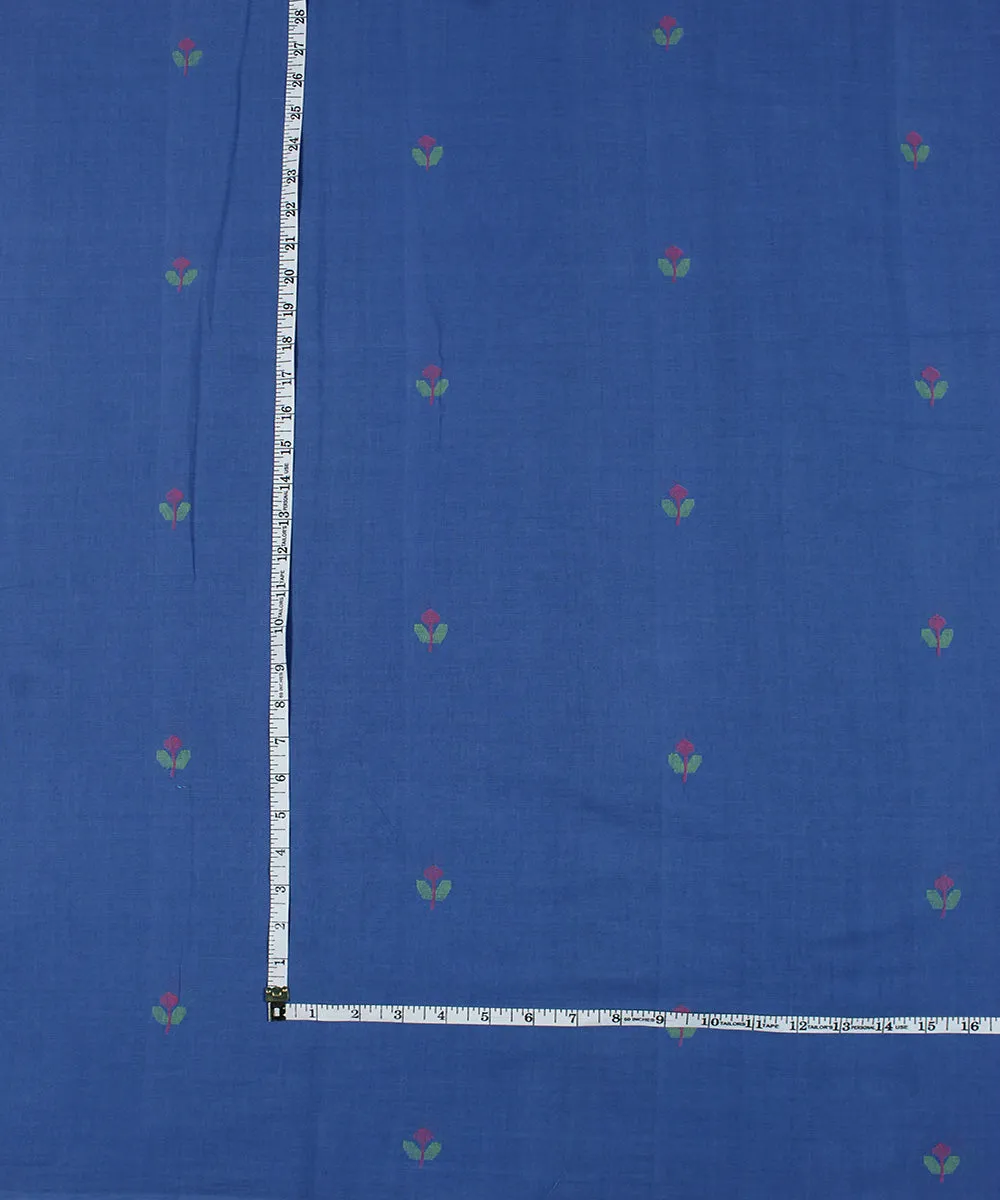 Blue hand woven jamdani cotton fabric