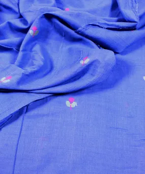 Blue hand woven jamdani cotton fabric