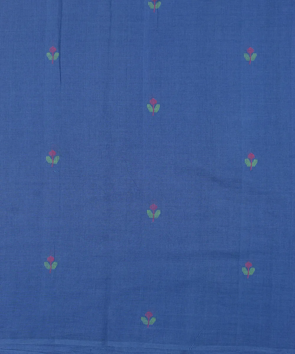 Blue hand woven jamdani cotton fabric