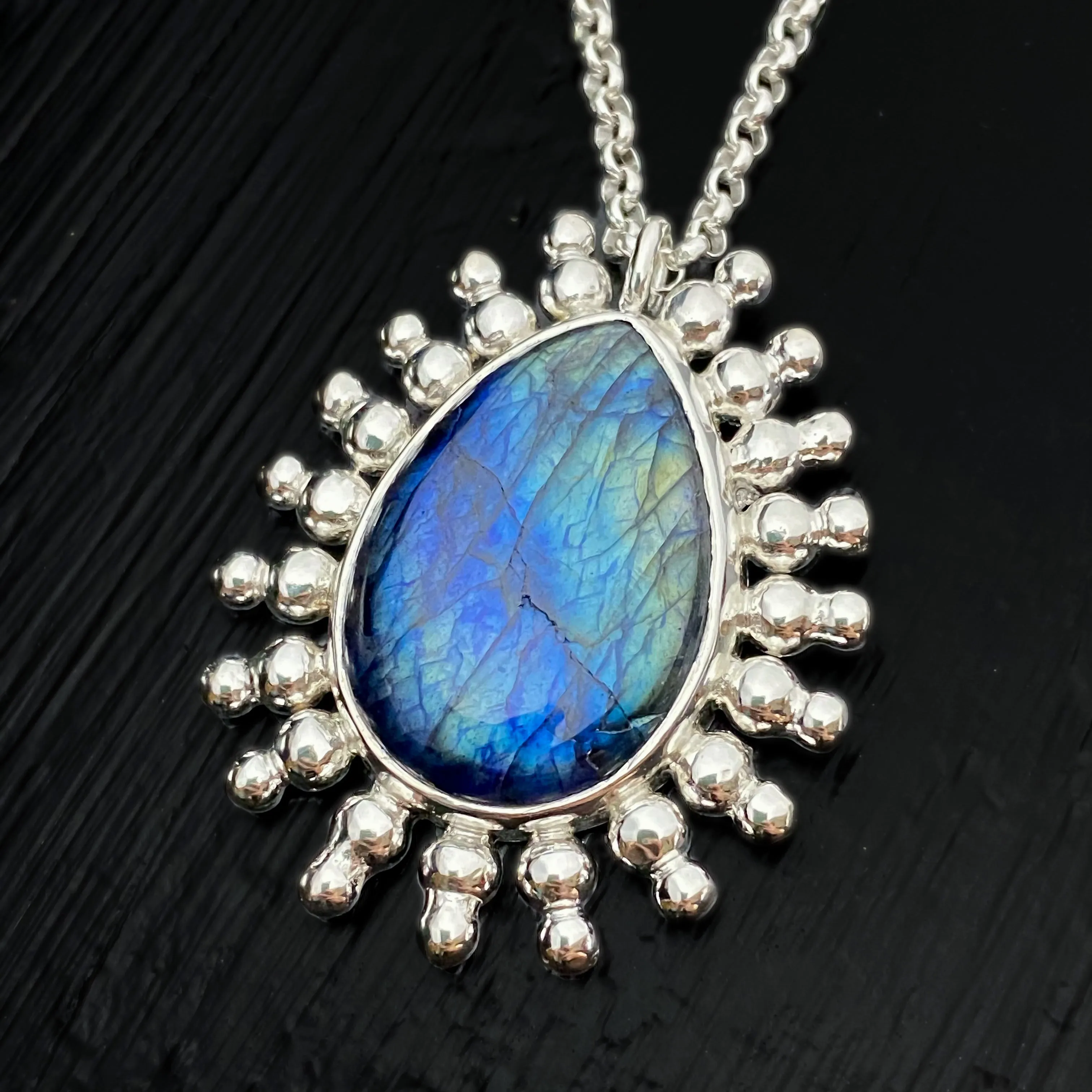 Blue Labradorite Pendant Sterling Silver