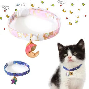 Breakaway Cat Collars with Bell Moon Star Security Collar for Cats Cute Kitten Cat Collar for Kittens Cat Gatos Accesorios Kota