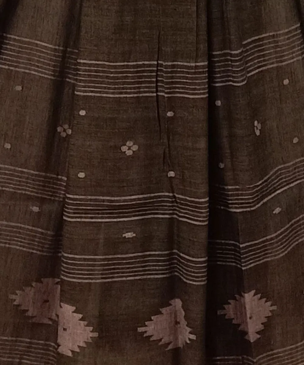 Brown cotton handwoven jamdani dupatta