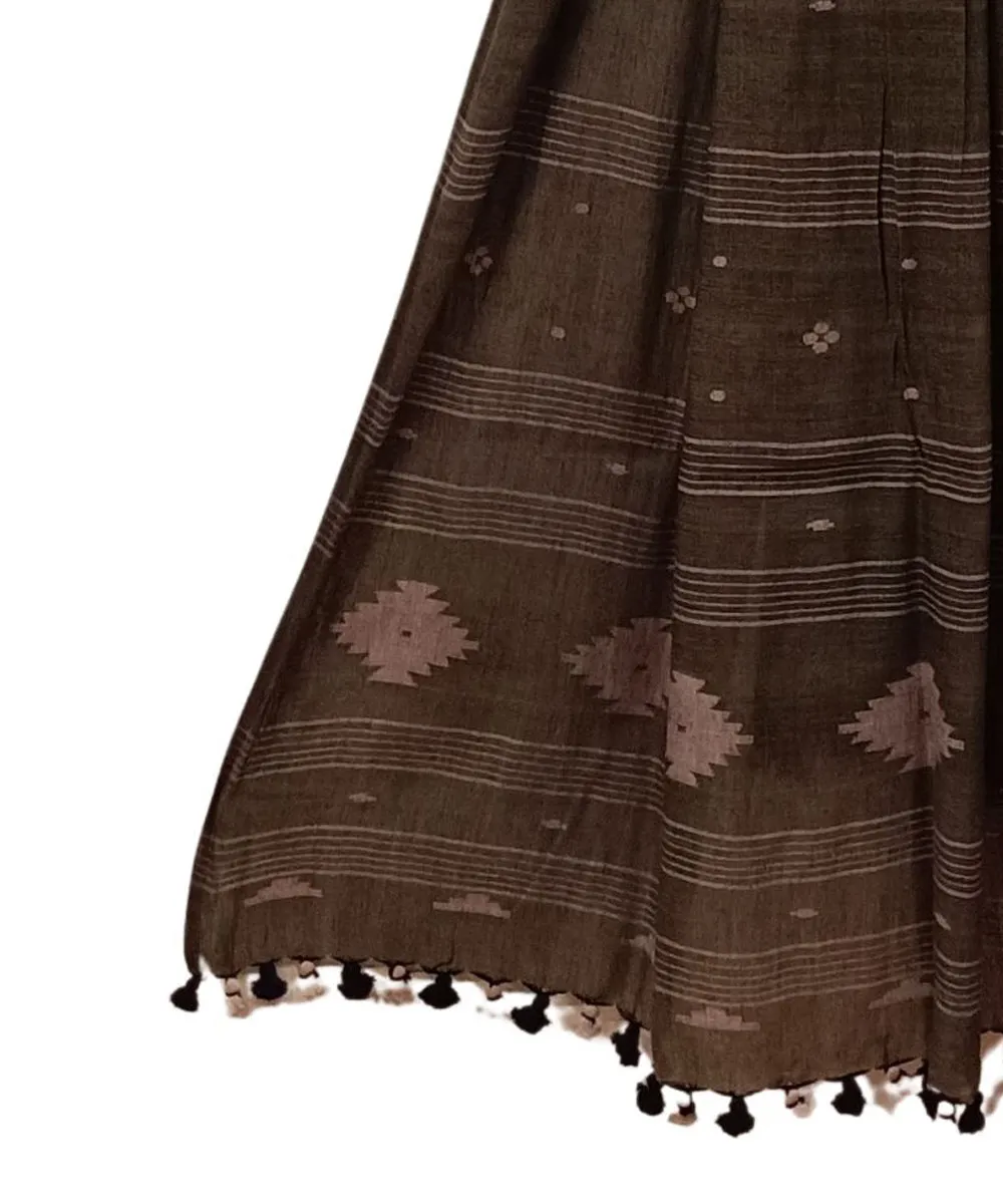 Brown cotton handwoven jamdani dupatta