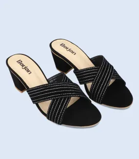 BW9371-BLACK-Women Slipper Heel