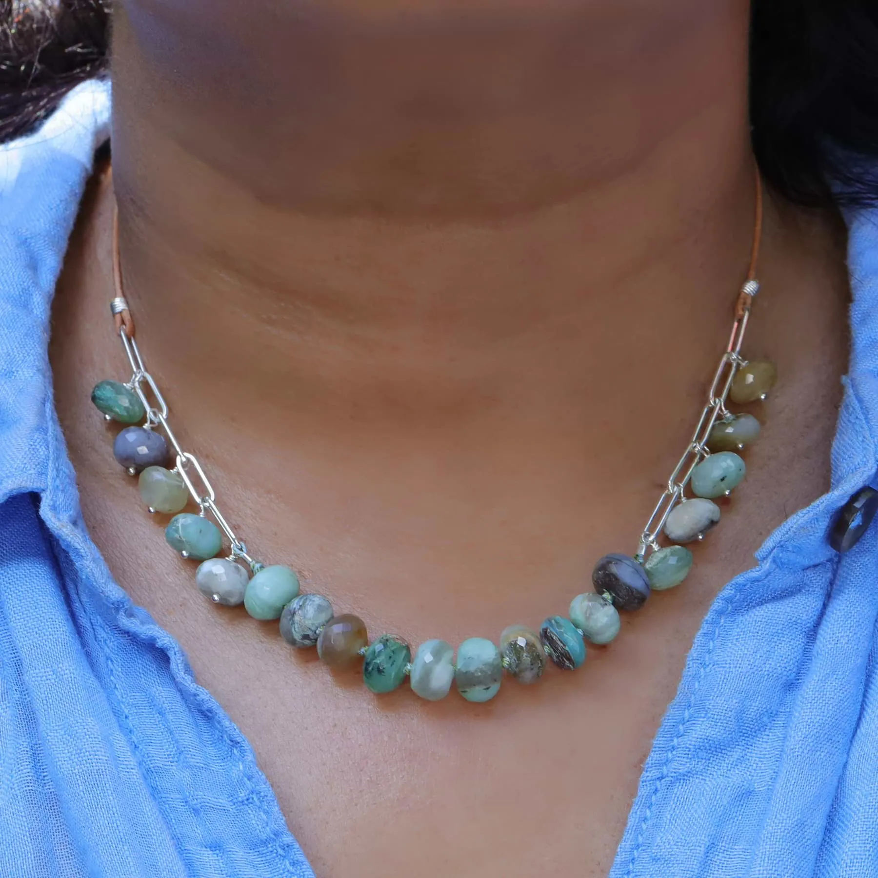 Calypso - Peruvian Opal Silver Necklace