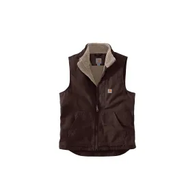 Carhartt Loose Fit Washed Duck Sherpa-Lined Mock-Neck Vest Dark Brown