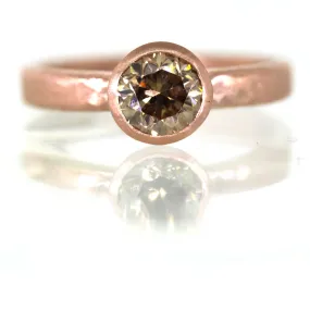 Champagne Diamond and Rose Gold Engagement Ring