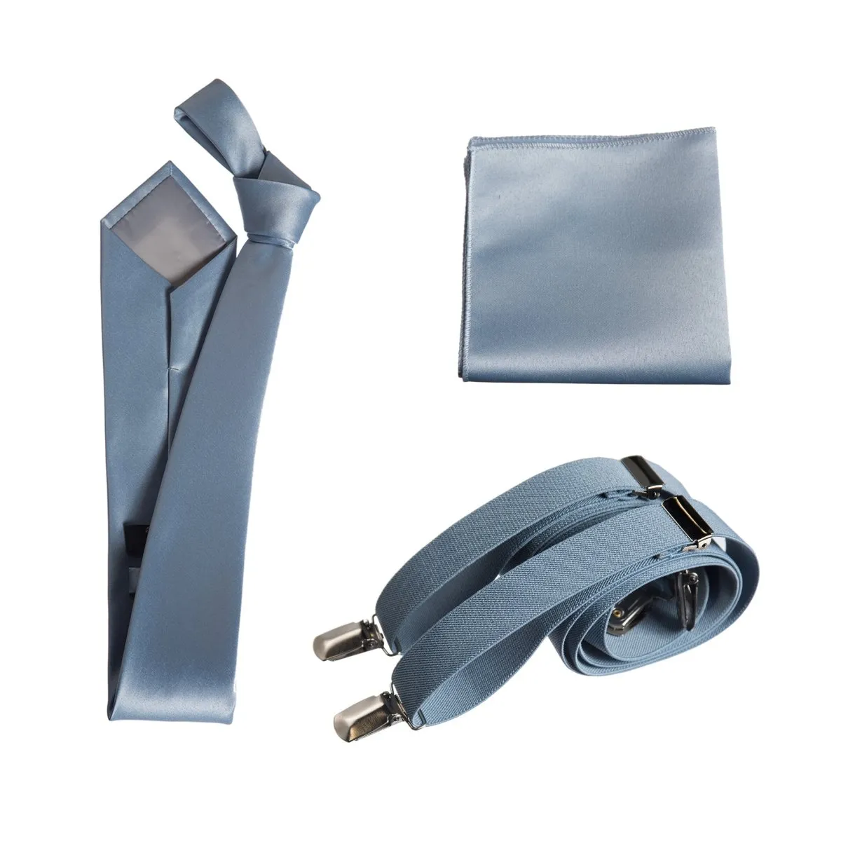 Classic Windsor Self Tie Necktie Suspenders and Pocket Square