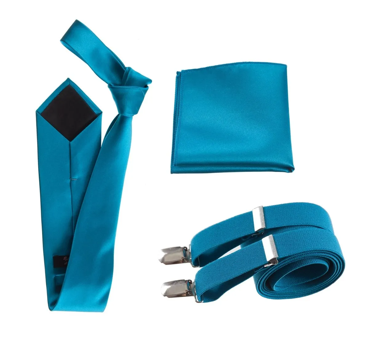 Classic Windsor Self Tie Necktie Suspenders and Pocket Square