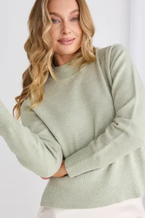 Cloud Sage Funnel Neck Knit Jumper