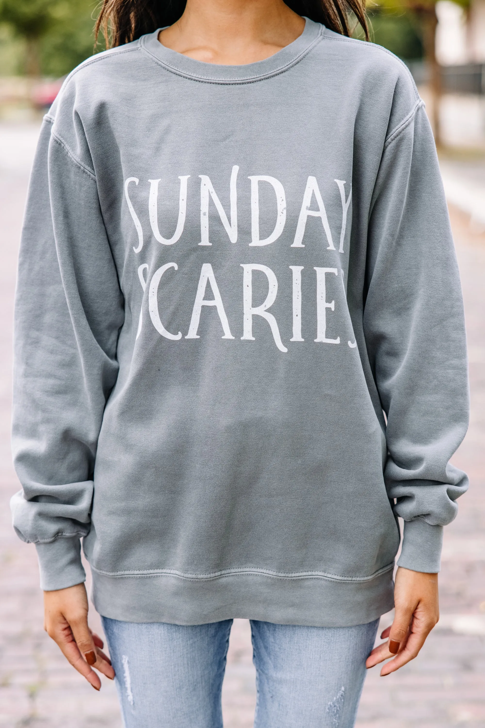 Comfort Colors: Sunday Scaries Gray Graphic Sweatshirt